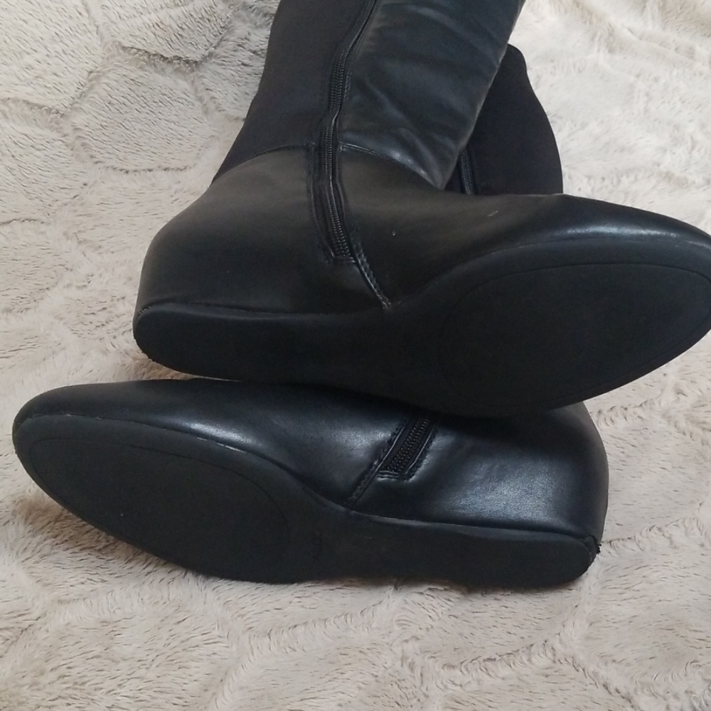 Aldo Black Over The Knee Leather 5050 Riding Boots - Picture 4 of 6